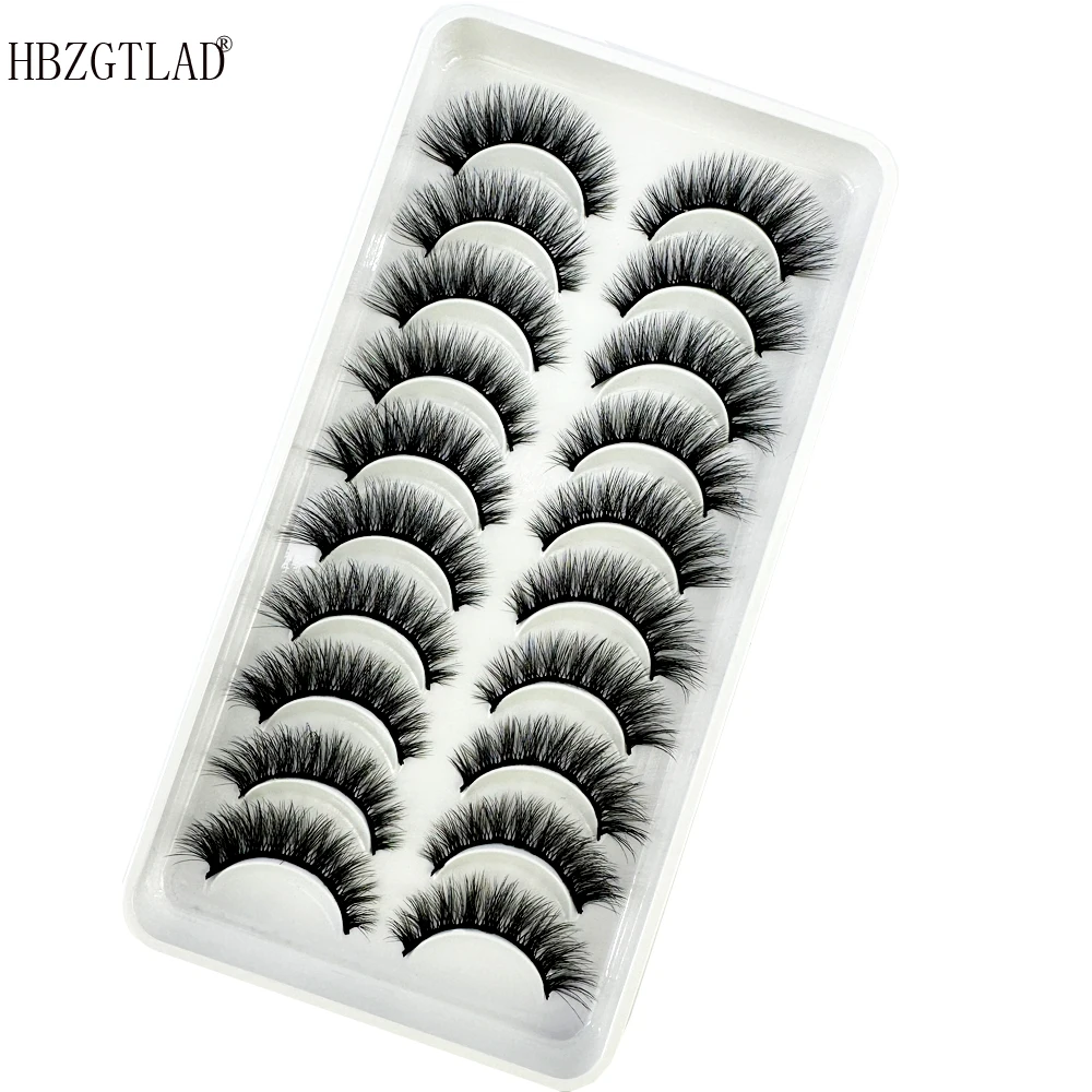 Nuevo 10 pares de pestañas de visón 3d naturales pestañas postizas suaves cruzadas desordenadas pestañas densas extensión Maquillaje Faux Cils Maquillaje H13