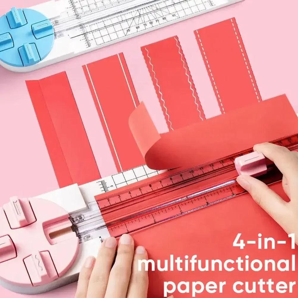 1 قطعة 4 في 1 الة قطع الورق معرف صور حساب اليد الفن مكتب ورقة الحرف المنزل القاطع البلاستيك ورقة صغيرة القاطع Multifunctio #2