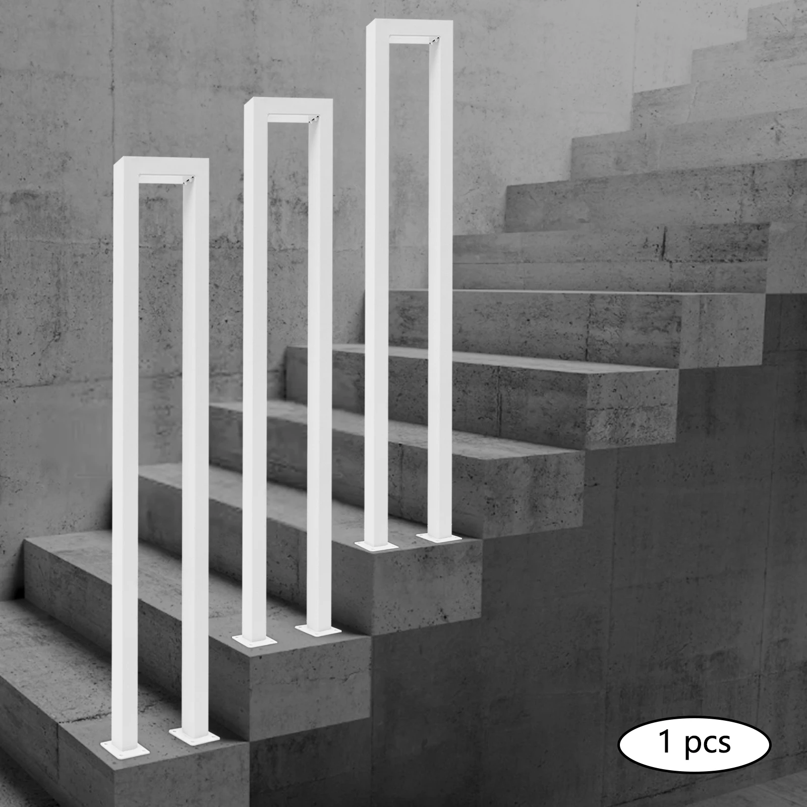 

66.14Lbs Load-Bearing White Handrail - 1mm Thickened Square Tubes+U-Shaped Frame, Provides Stable Support For Elderly