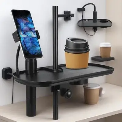 

Mic Stand Tray Large Size Microphone Stand Shelf Clamp on Rack Easy Accessory for Live Streaming Recording Clamp on Shelf