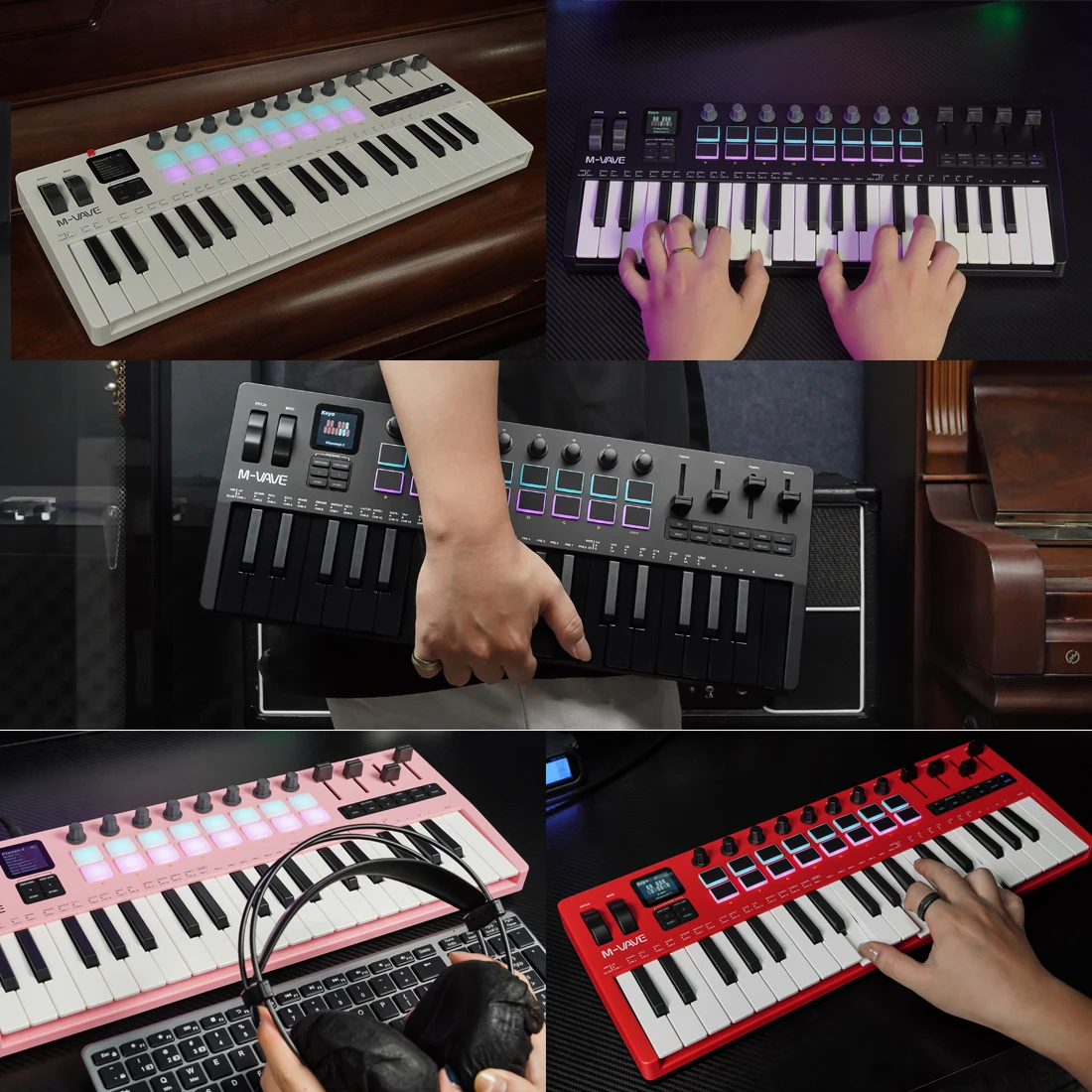 M-VAVE SMK-37 Pro 37-Key MIDI Controller Built-in Synthesizer Keyboard Digital With 16 RGB Pads 8 Knobs MIDI Controller