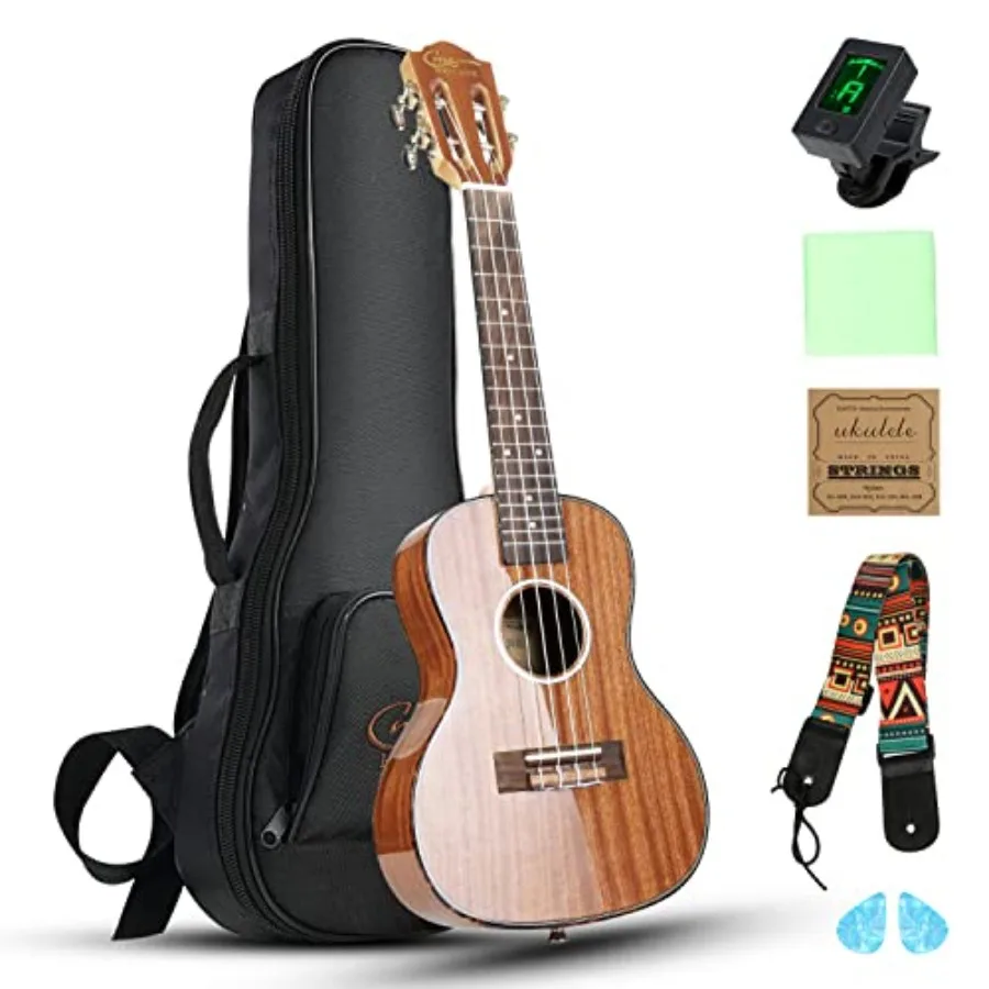 

Concert Ukulele 23 inch UKS-2 4 Strings Ukeleles For Beginners Sapele Hawaiian Ukele with Ukulele Case and Ukele String Set Sap