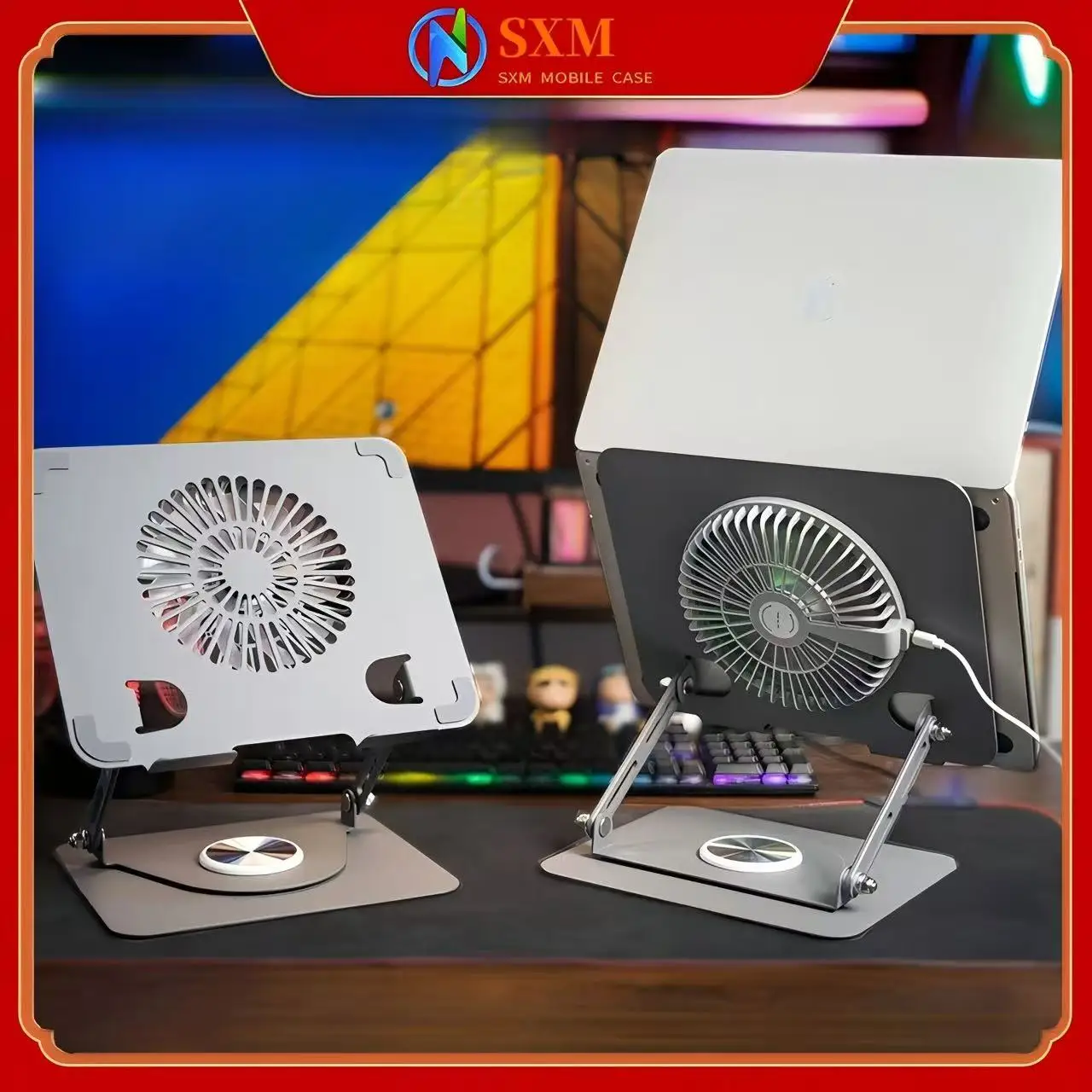 

Magnetic fan, detachable laptop stand, foldable rotatable bracket, desktop lift, office gaming stand