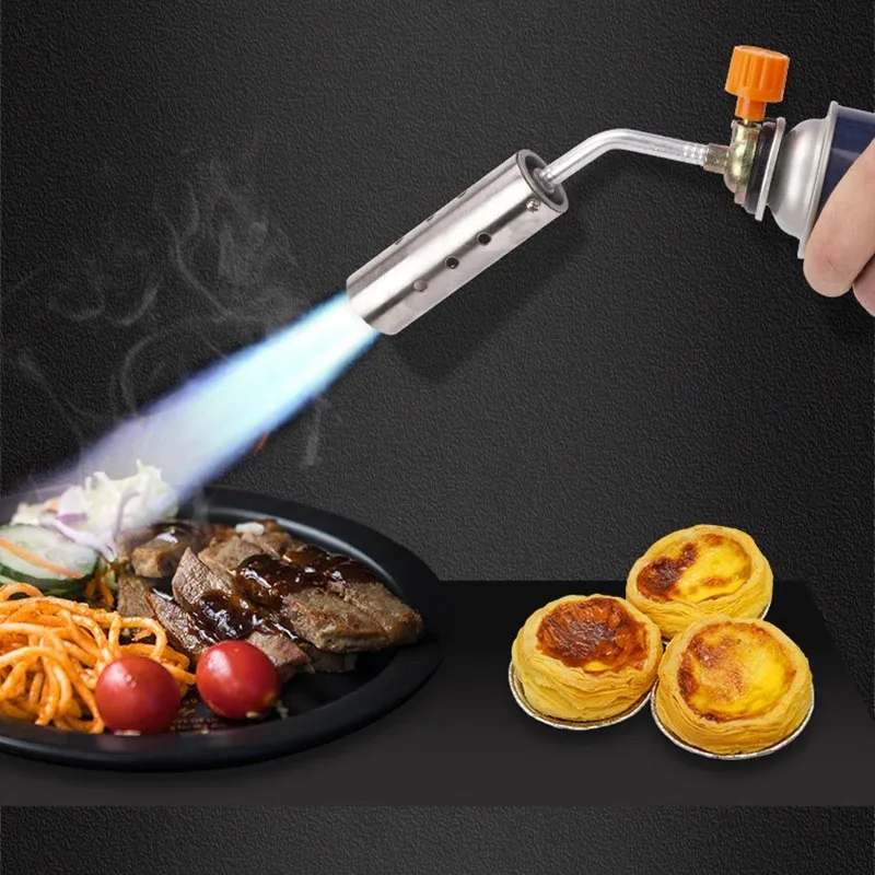 Butane Torch Outdoor Camping BBQ Flame Gun Soldering Heat Gun for Welding Brazing Gas Torch Lighter with Adjustable Flame