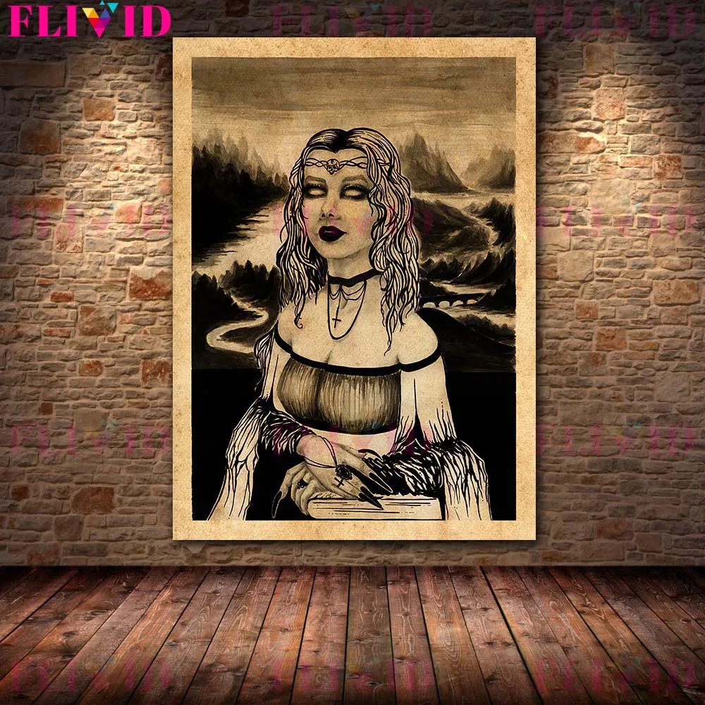 Sinister Sister And Moon Triple Goddess Vintage Wall Art Canvas Painting Home Decoration Wicca Magic Poster And Prints Unframed