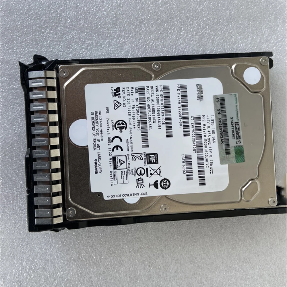 1.8TB For HPE 1.8T SAS 10K 2.5" 872481-B21 872738-001 Server Hard Disk