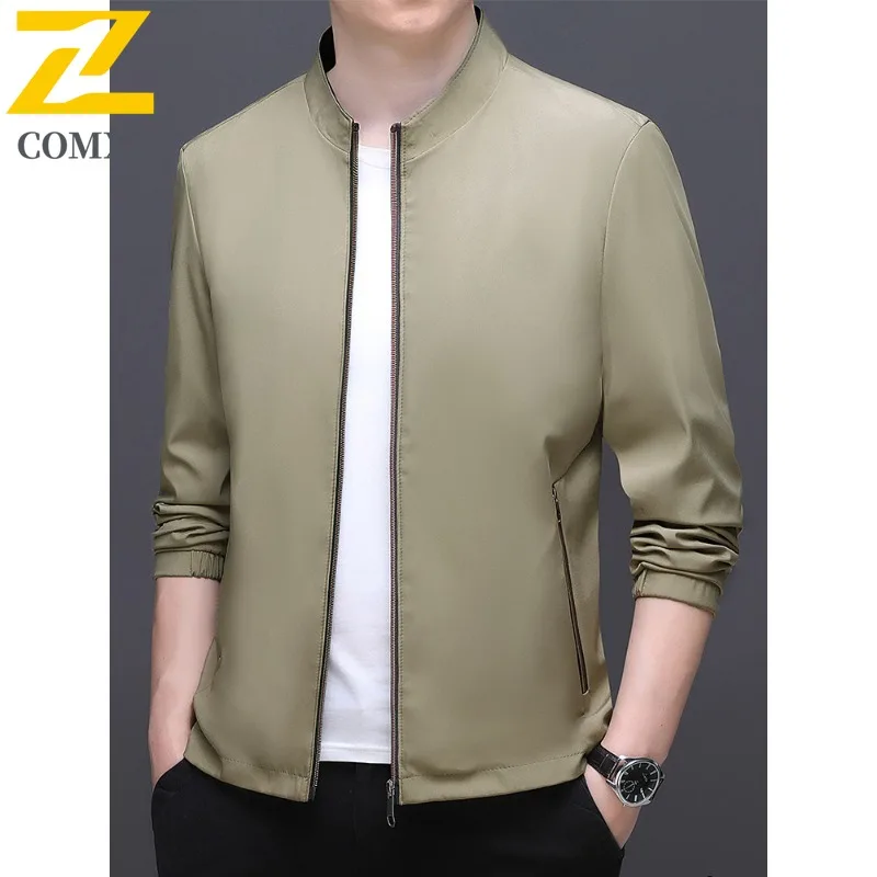 سترة COMXZ Urban للرجال مريحة للأعمال غير رسمية معطف واق من المطر أنيق بياقة واقفة نمط يومي خفيف الوزن ملابس خريف جديدة #4
