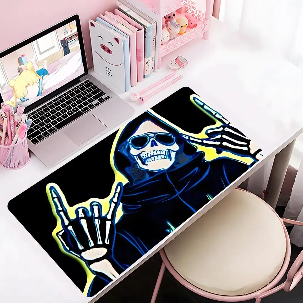 

Коврик для мыши с изображением аниме-героя-скелета, большой игровой коврик с утолщенной кромкой, утолщенный коврик для компьютерной клавиатуры, настольный коврик для стола, 1 шт.