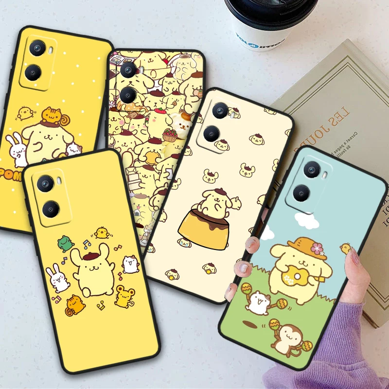 Cartoon Pom Purin Cute For OPPO Reno 10 9 8 7 6 5 4 Z SE Pro Plus Lite Soft TPU Shockproof Black Phone Case