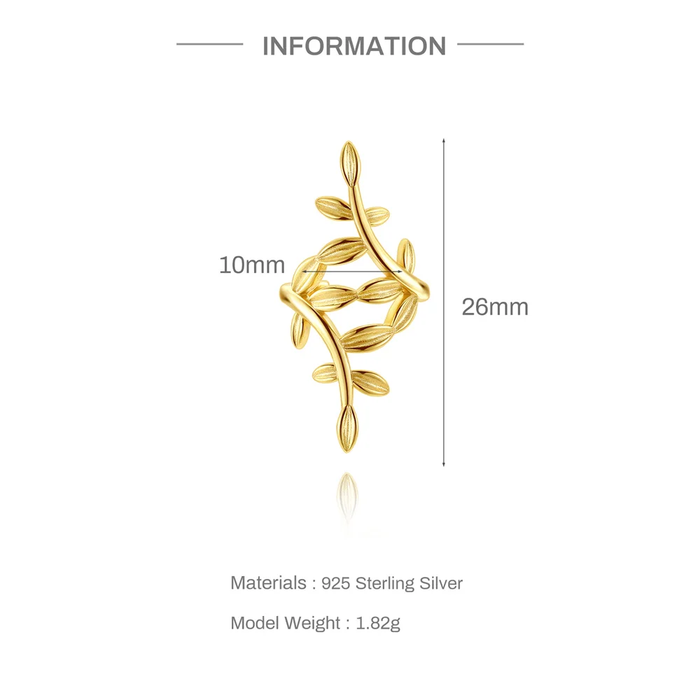 CANNER 1PC 925 Sterling Silver Smooth Tree Branch Ear Bone Clip Earring For Women Ins 6/8/10/12mm CZ Hoop Earring Jewelry Gift - view 2