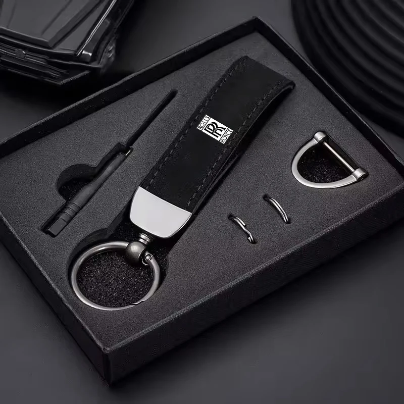 Винтажный замшевый автомобильный брелок из цинкового сплава, кольцо, брелок для ключей, подарки, аксессуары для Rolls-Royce Cullinan Phantom Ghost Wraith Dawn