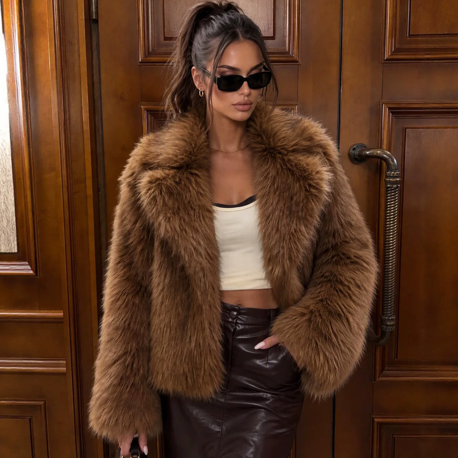 Coats Women Faux Fox Fur Jackets Turn Down Collar Coat Thick Warm Casual Y2k Streetwear Open Front Full Sleeve Outerwear 2026