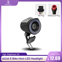 QD228 Electric Bicycle Headlight, 50lux Ebike Front Light, E-Bike Horn Light, Electric Scooter Horn Light