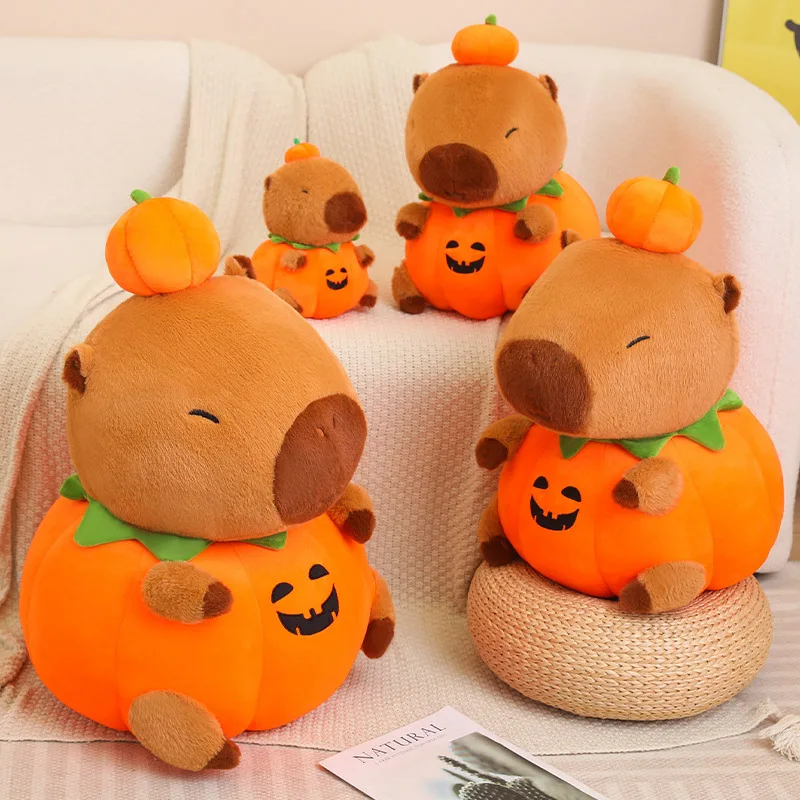 25-60cm New Halloween Pumpkin Capybara Plush Toy Toy Doll Pumpkin Water Dolphin Cute Doll Kids Holiday Gift 2025 Decoration