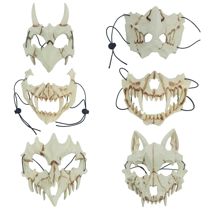 3D Bone Skull Halloween Masks Scary Mask Cosplay Masquerade Carnival Party Props Ropeplay Animal Mask for Adult Children