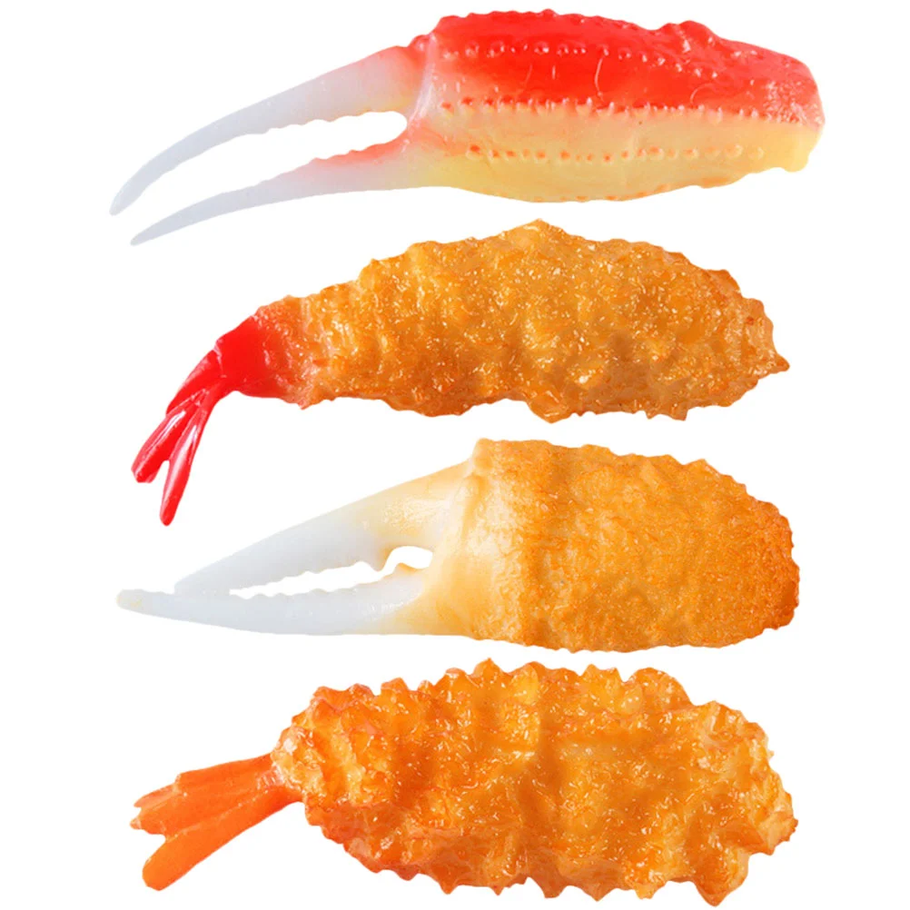 

4 Pcs Tempura Model Children's Toys Realistic Tempuras Props Japanese-style Kitchen Decor Fake Food Pvc Artificial Meat