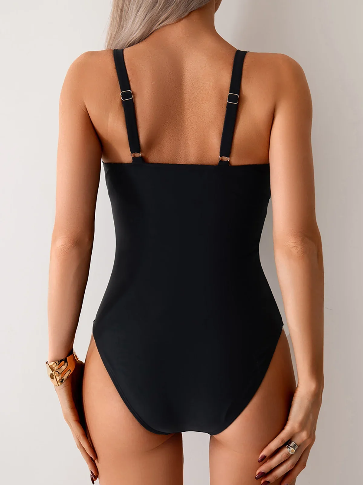 2025 New Sexy One-piece Bikini Women's Sling Solid Swimsuit Tight Cross Push Up Female Backless Swimwear Mesh Beach Bathing Suit
