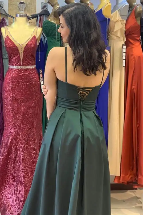 Dark Green Bowknot Tops A-line Party Dress