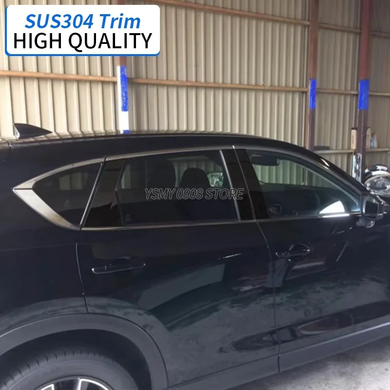 

6 шт. накладки на окна автомобиля для Mazda Cx-5 KF 2017, внешние аксессуары из нержавеющей стали