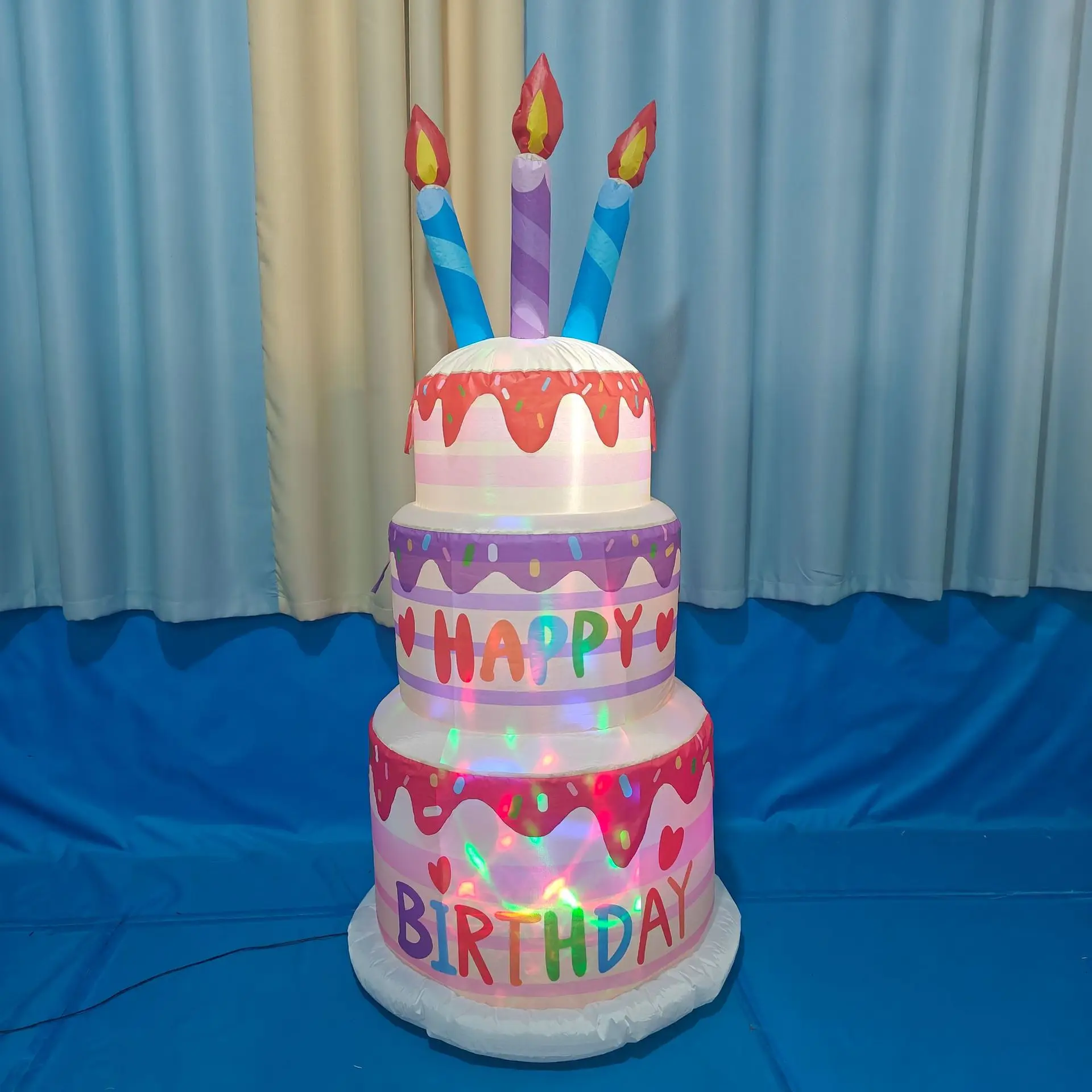 

Suitable for Cross-border universal new inflatable air mold, colorful luminous birthday cake, inflatable ornament, decoration, i