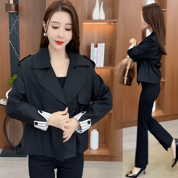 

Женская повседневная свободная ветровка с модными вставками, осенняя коллекция 2024, омолаживающая верхняя одежда, элегантный стильный дизайн