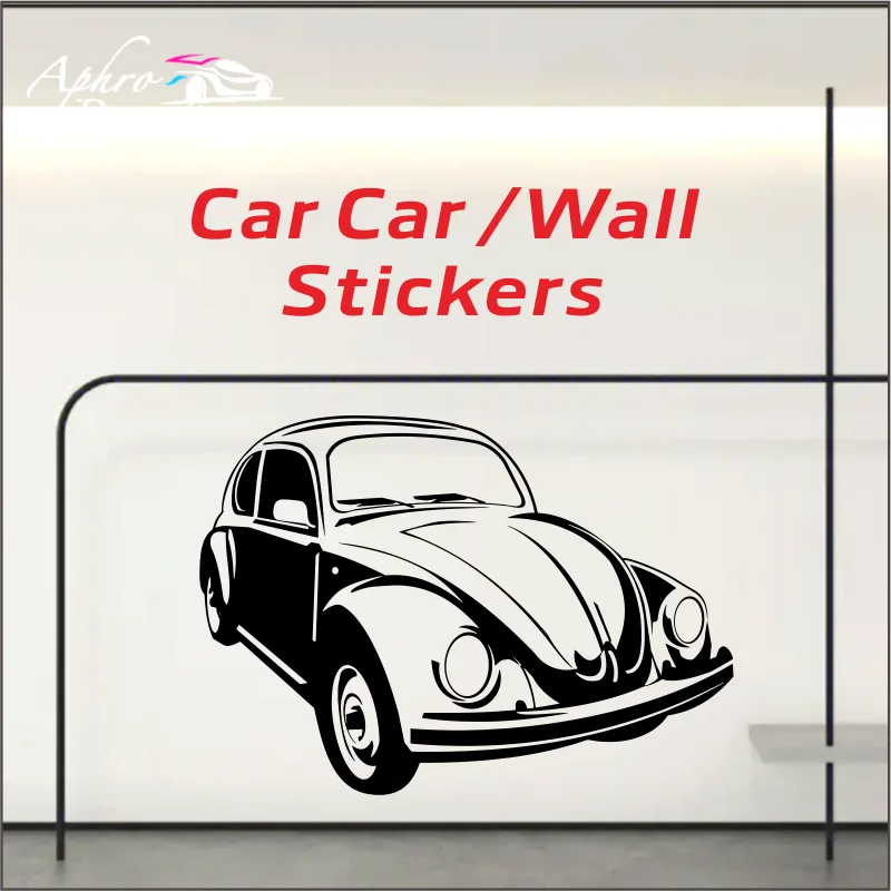 Wall Decal Classic Vintage VW Beetle Car Door Window Vinyl Stickers Teens Boys Bedroom Man Cave Garage Home Decor Wallpaper