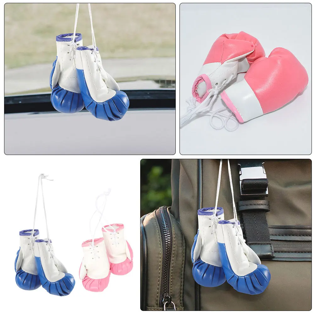 

4Pcs Boxing Gloves Artificial Car Rear Mirror Hanging Pendant Realistic Simulation Car Decor Ornament Boxing Party Favor