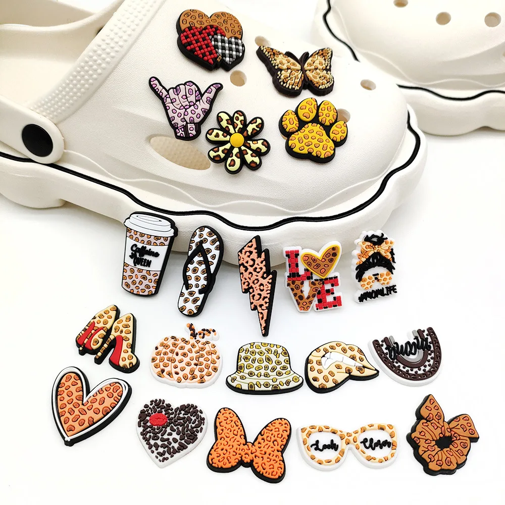 Cute Leopard Print Shoe Charms para Crocs, Sandálias Acessórios, Sapato Decorações, Pins, Grils, Mulheres Favor Gift, New Arrivals