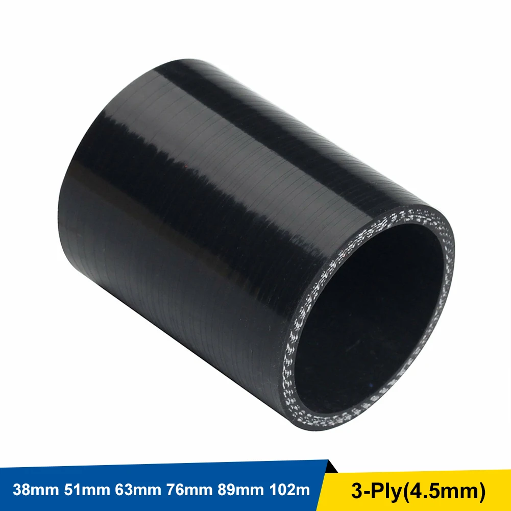 

102mm/89mm/76mm/63mm/51mm/38mm 3-Ply Reinforced Straight Silicone Coupler Hose 4" Turbo Intake Pipe Replacement part Black