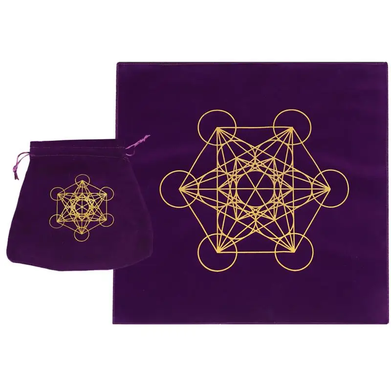 Decorative Tarot Table Cloth Velvet Tablecloth Astrology Tarot Divination Cards Table Cloth Tapestry With Tarot Cards Bag Purple