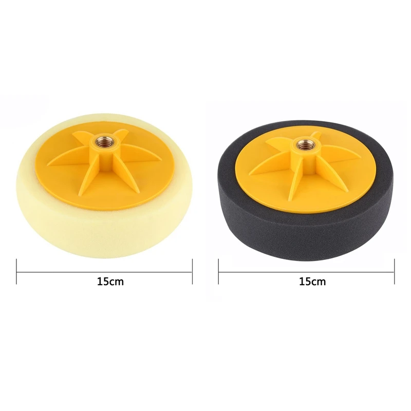 2 pezzi 6 pollici/15cm tampone per ceretta per lucidatura auto spugna M14 strumento per Kit ceretta per lucidatura ruote, giallo e nero