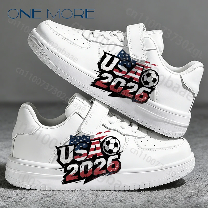 2026 Football Match America for Boys Girls Printing Flat Shoes Fashion Soft Sole Popular Lightweight Non-Slip Durable Shoes
