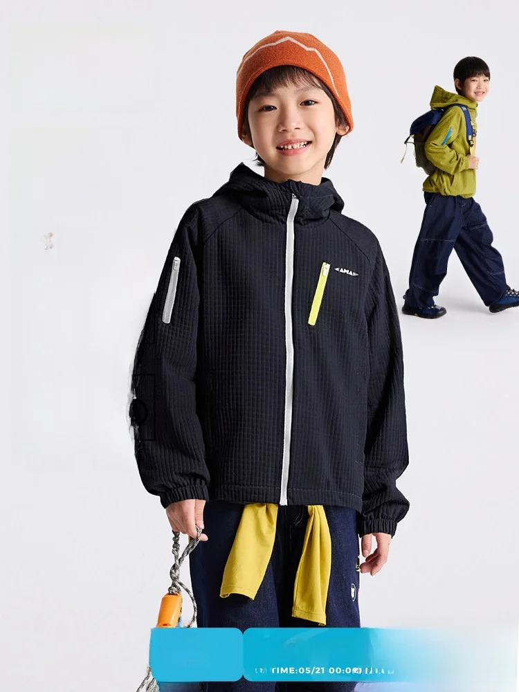 

Purrfect Diary Children's Casual Hooded Jacket 2026 Spring Autumn New Style Girls Boys Outdoor Warm Zipper Long Sleeve Coat