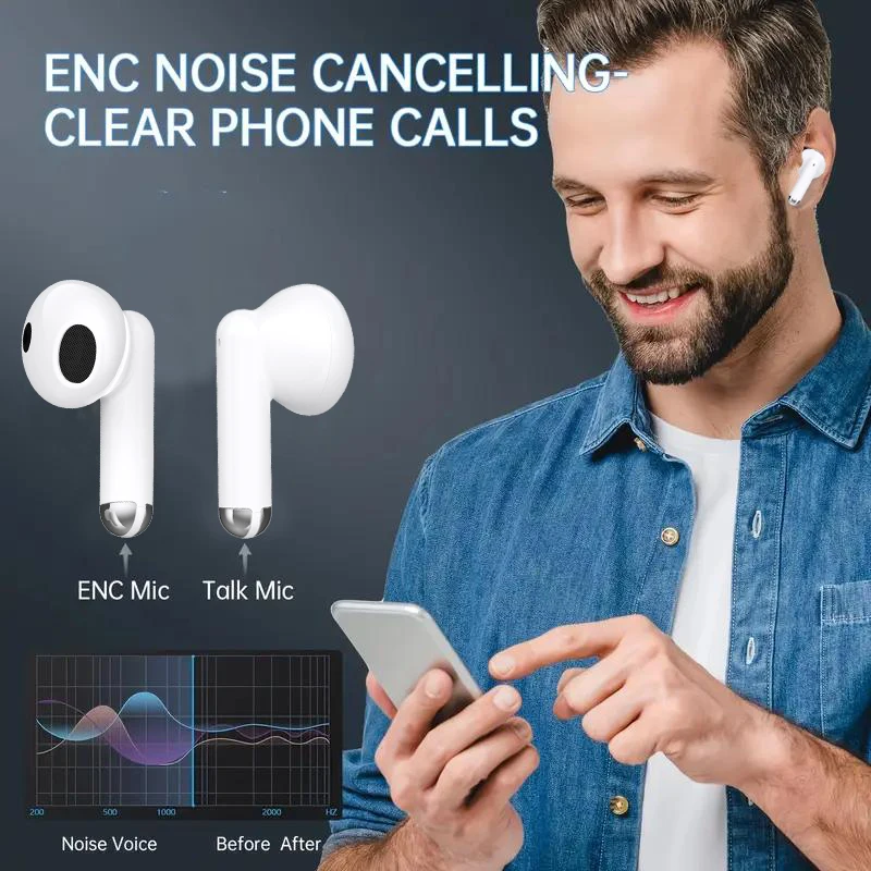W&O4 TWS Noise Reduction Earphone Bluetooth Wireless Headphones HIFI Stereo Headset Light Portable Gaming Accessories Earbud image 4