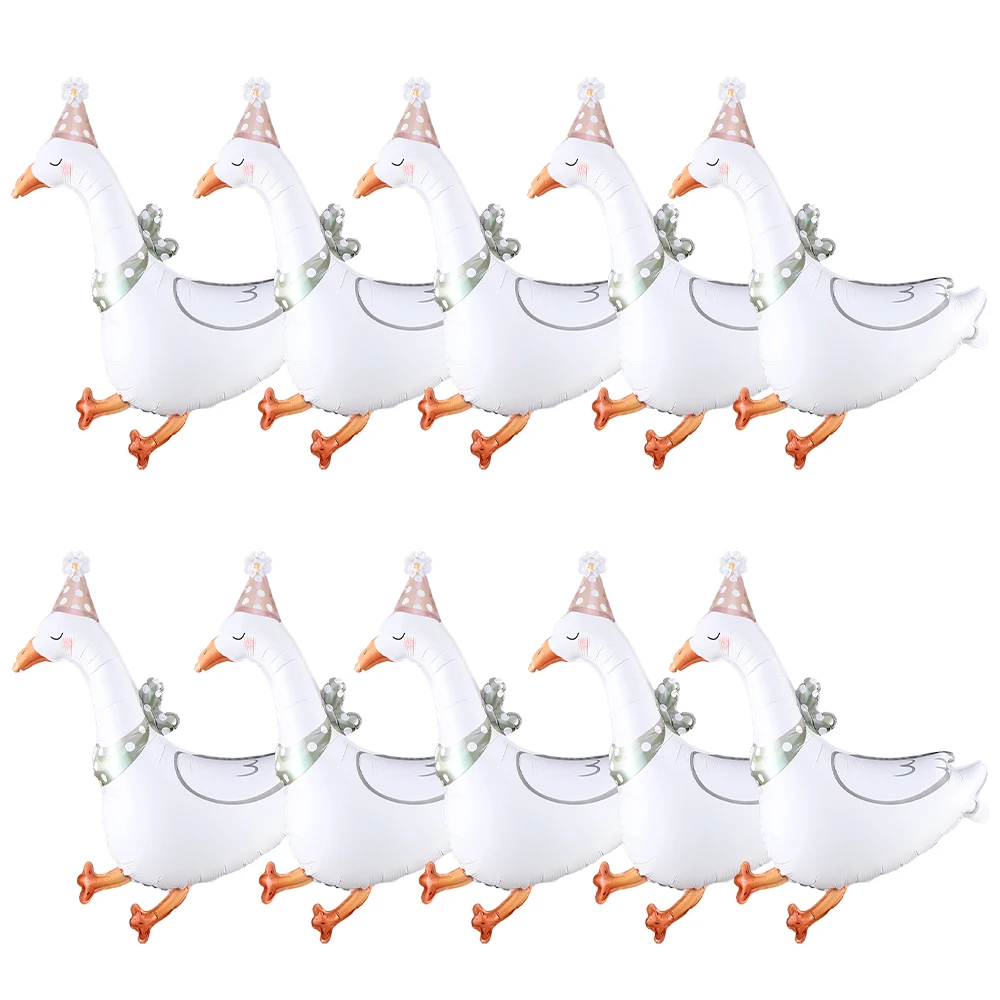 

10/5Pcs Goose Foil Balloons Cute Goose Wearing Birthday Hat Animal Balloons Birthday Party Baby Shower Decor Kids Adult Gifts