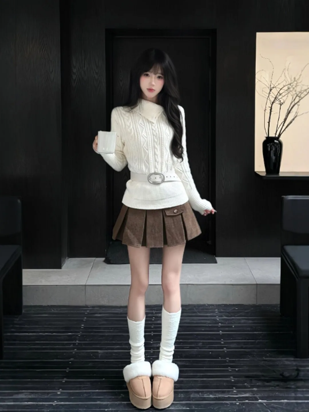 

Korean Style Thickened Twisted Knit Sweater Women's Spring Lazy High-End Feeling Atmosphere Long Sleeve High Collar Color