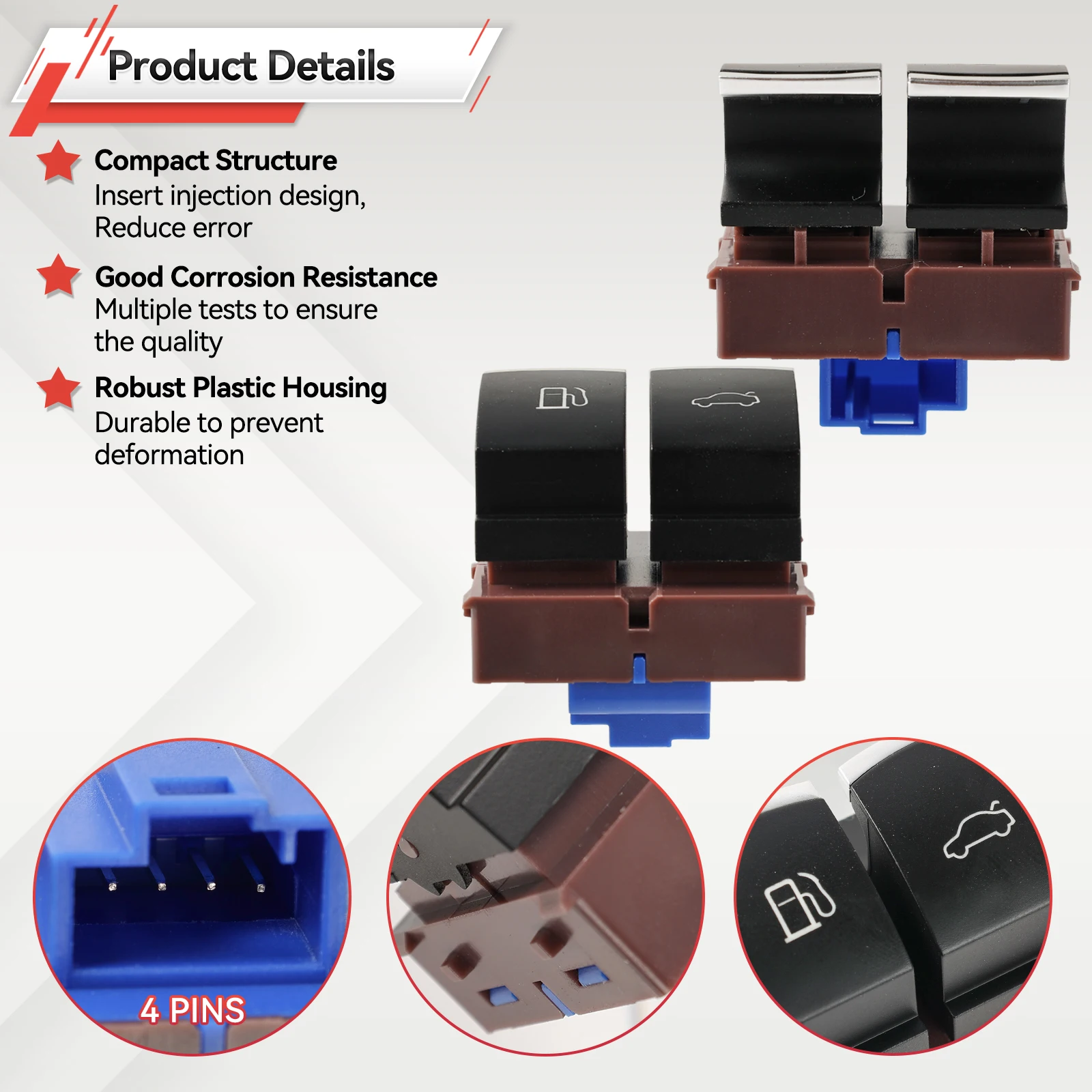 For VW Volkswagen Passat B6 B7 CC JETTA EOS Chrome Gas Door Fuel Tank Window Switch Trunk Luggage Button 35D959903 3C0959903B