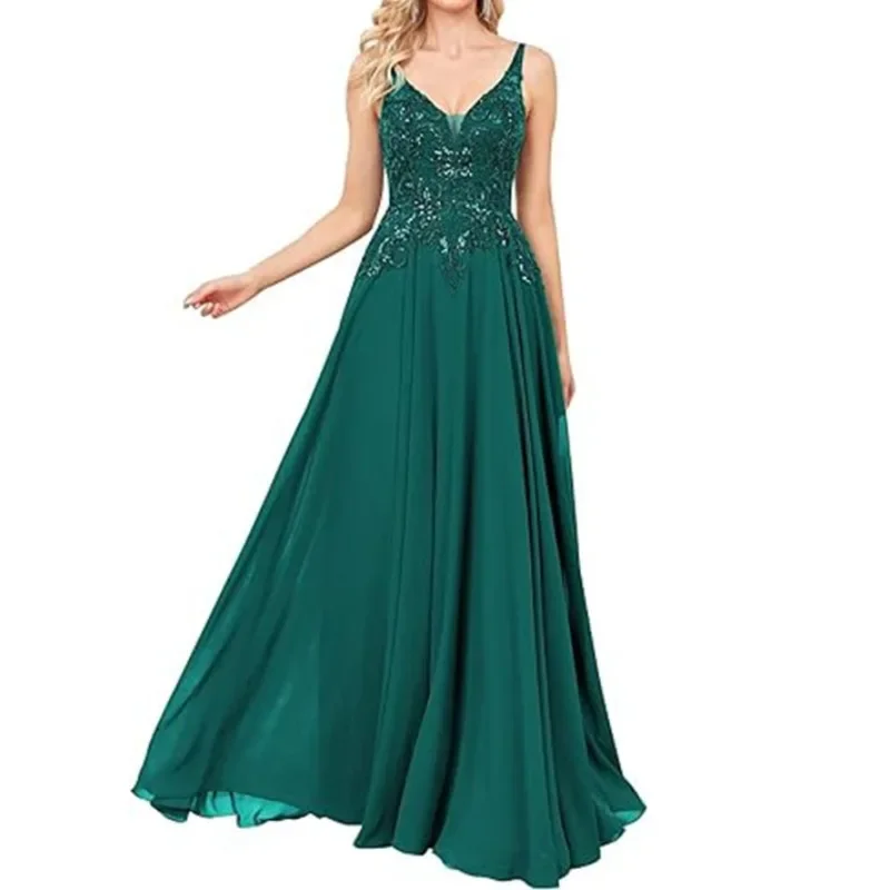 Customized Temperament Solid Applique Bridesmaid Dress Slim Waist A-line Graduation Dresses Elegant Suspenders Sleeveless Vestid