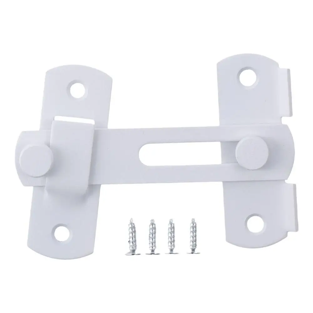 Door Latch, Durable Large Easy to Use Universal 4 Inch White Locking Latch Stainless Steel Hasp Bending Lock for Barn Door