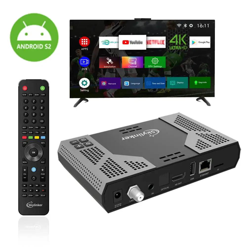 Lifetime Free 4K Android DVB-S2 Hybrid TV Box 2GB 16GB 5G Wifi IP-TV OTT+FTA decoder DVB S2 Satellite TV Receiver Set-top Box