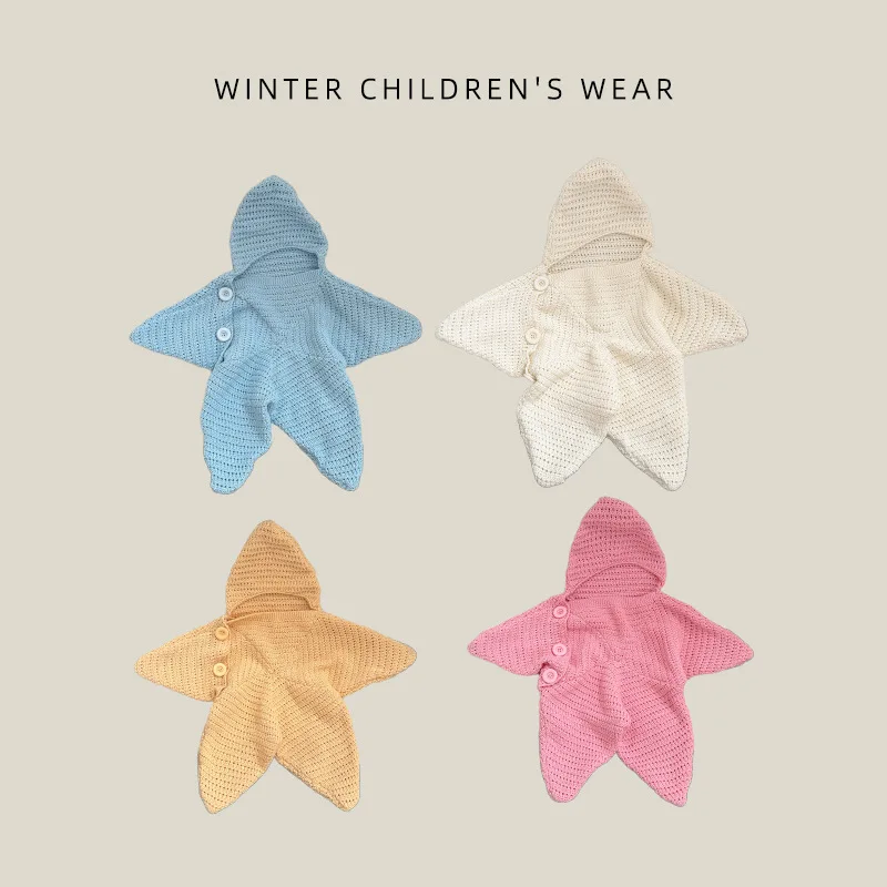 Onesie 2026 Autumn and Winter New Childrens Clothing Korean Style Boys and Girls Fashion Cute Starfish Knit Onesie Climbing Suit