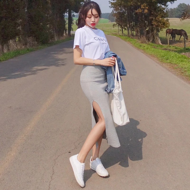 กระโปรงทรงเอไลน์เอวสูงแบบไม่สมมาตร ผ่าข้าง เซ็กซี่ กระชับรูปร่าง ใส่ได้หลายโอกาส สำหรับผู้หญิง ฤดูใบไม้ผลิ/ฤดูร้อน 202