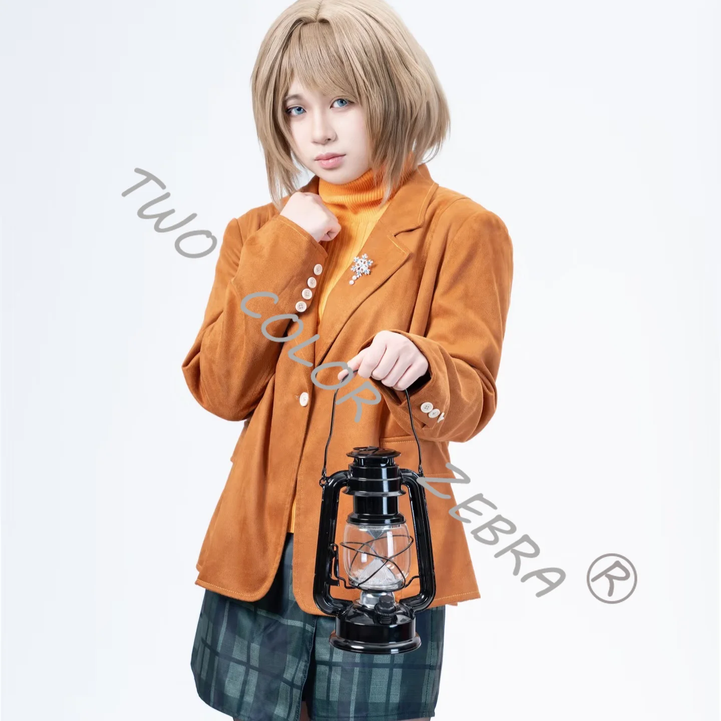 

Yellow Sweater Skirt Ashley Graham Cosplay Brown Blazer & Props Costume Set Game Resident Evil 4 Remake for Halloween Party