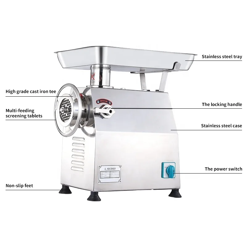 Electric Commercial Stainless Steel Butcher Meat Grinder Meat Processing Food Small Fast Machine Meat Mincer