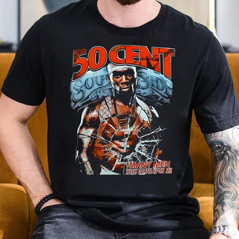 2025 مغني الراب الصيفي 50 سنتًا للعديد من الرجال يريدون الموت أن تصدقني. تي شيرت رجالي هيب هوب قطن كم قصير كاجوال فضفاض.