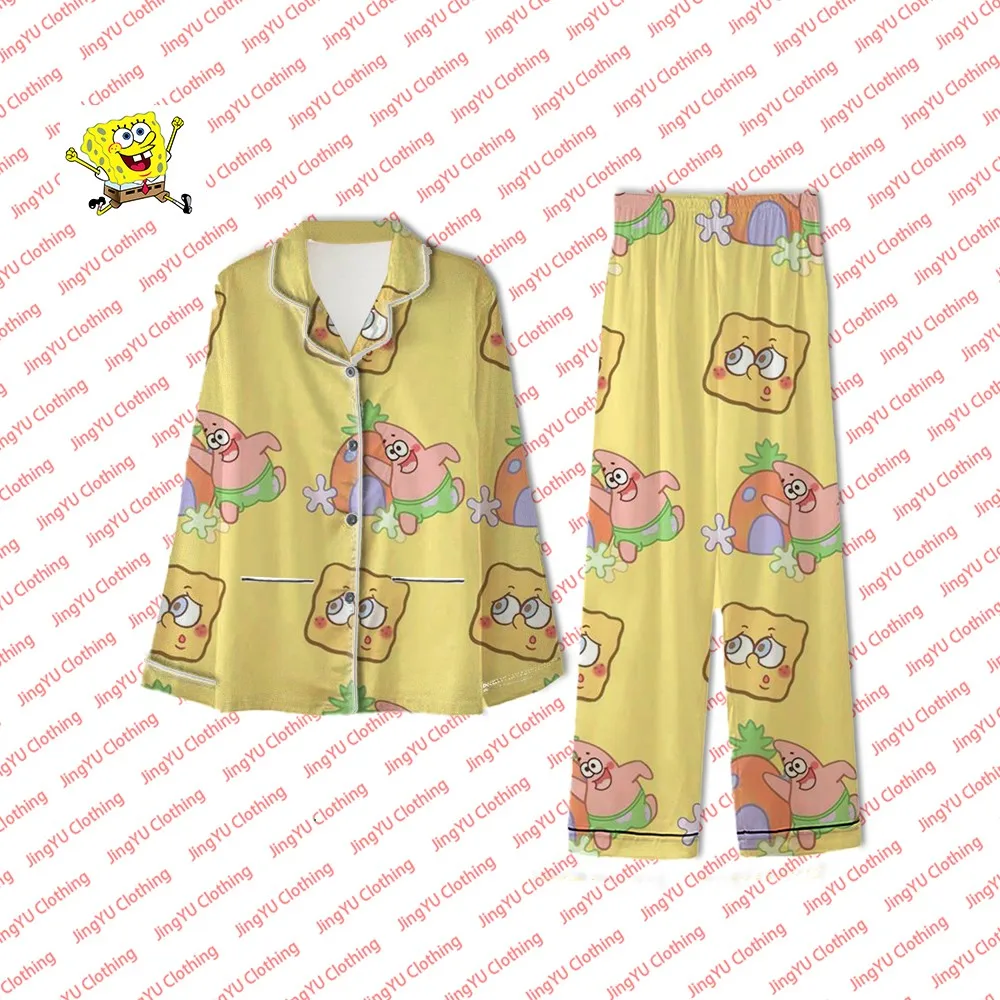 Summer cartoon cute pajamas set fashionable and comfortable casual home pajamas couple style 2024 new SpongeBob SquarePants