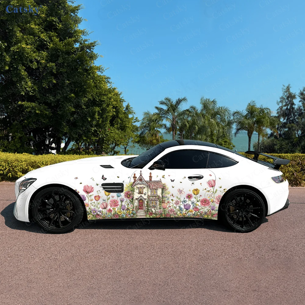 

Украшение боковой наклейки автомобиля Cottage Flower World, водонепроницаемая, устойчивая к царапинам наклейка из ПВХ, защита автомобиля, автоаксессуары в подарок