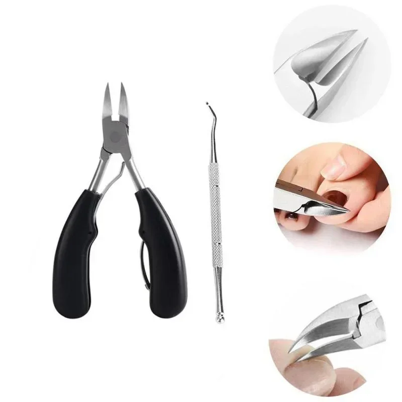 Stainless Steel Nail Clipper Set with Cuticle Pusher and File – Compact Travel Kit for Grooming and Foot Care