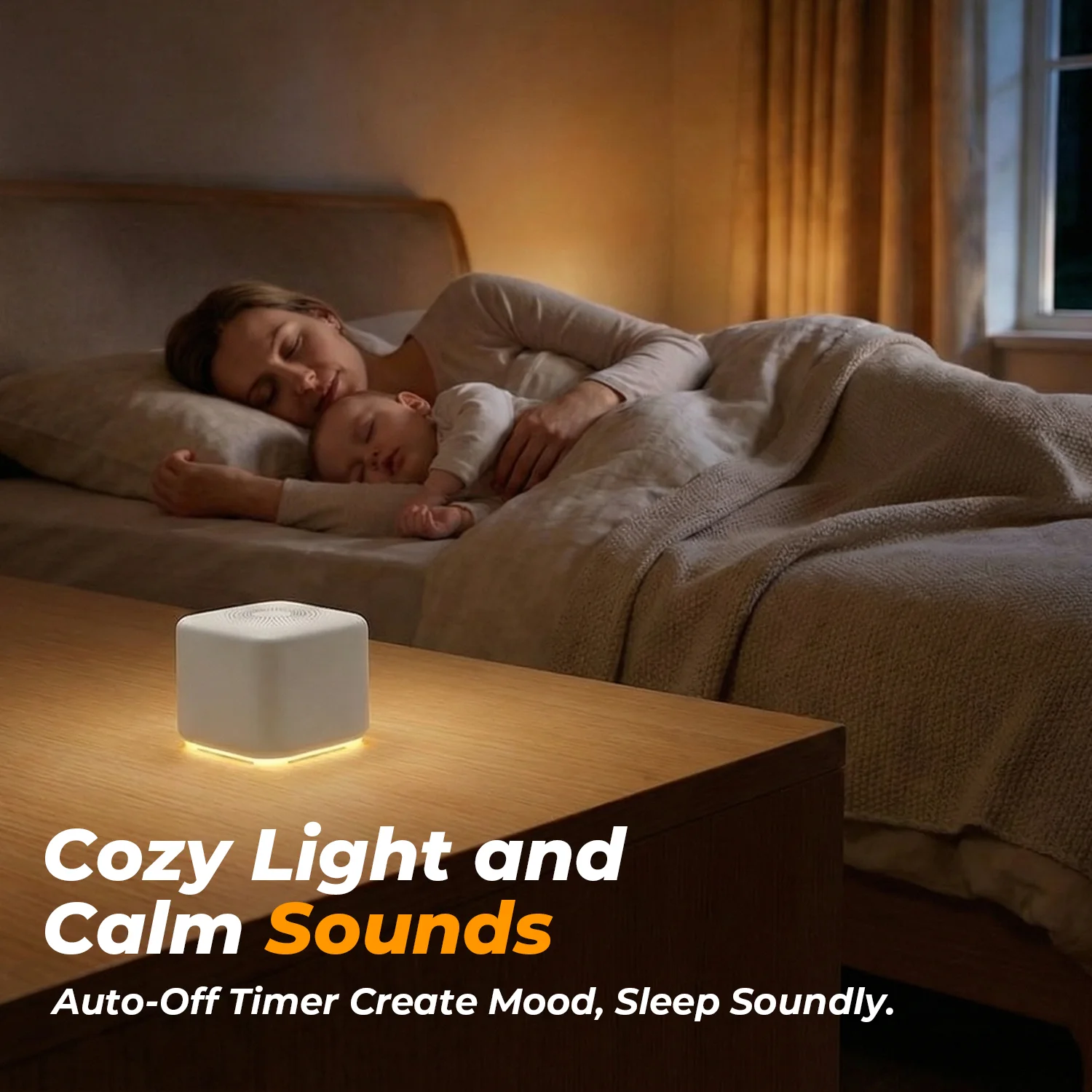 Baby White Noise Machine Sleep Aid and Soother Cry Detection 30 Soothing Sounds Night Light Rechargeable Portable Sound Machine