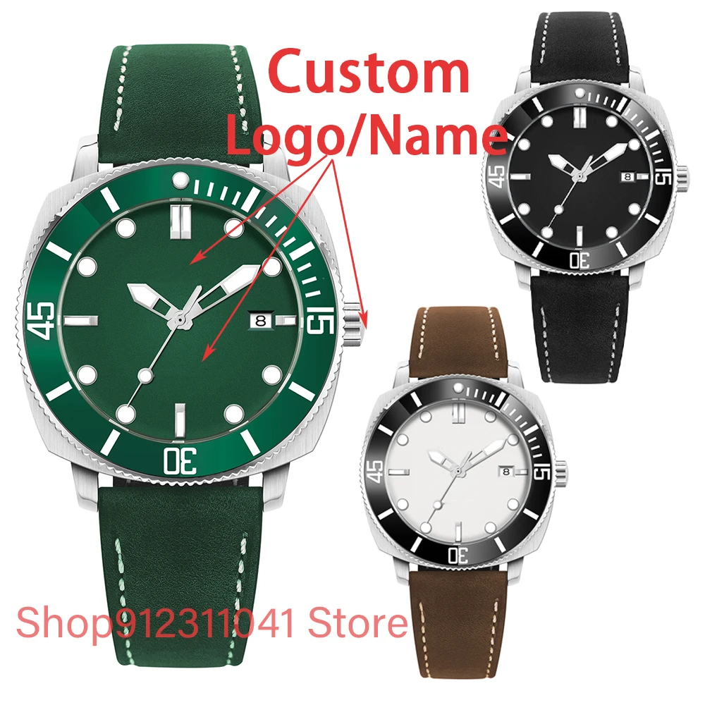 

Sapphire Glass Men's Clock Automatic Relogio Masculino 42mmNH35 Mechanical leather strap White Black Dial Men's Watch